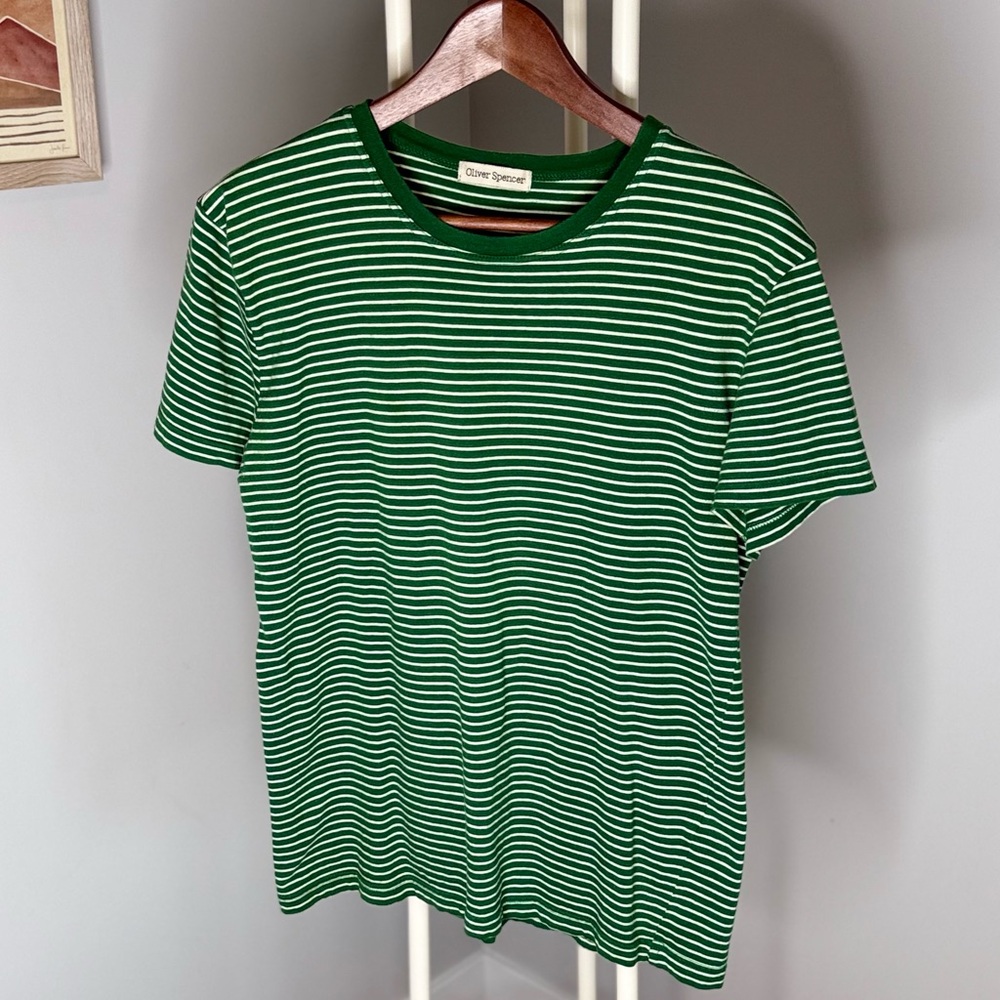 Oliver Spencer Striped Green Tee